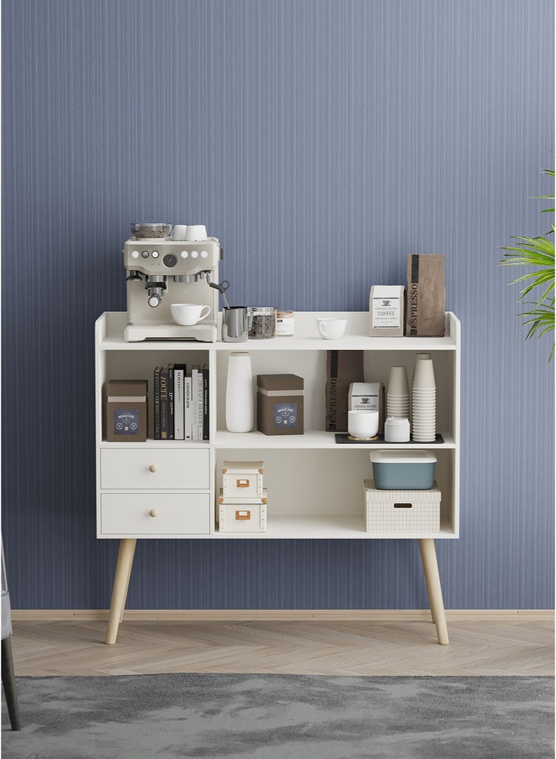 AnneFish 100*35*90cm Coffee Corner Home Kitchen Coffee Bar Cabinet Shelf With Drawers Display Cabinet Kitchen Bakers Rack Sideboard For Living Room, Bedroom Or Office - Image 2